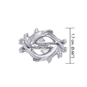 Enigma Fusion Sterling Silver Double-Hammer Headed Shark Puzzle Ring by Peter Stone TRI2470 - Jewelry